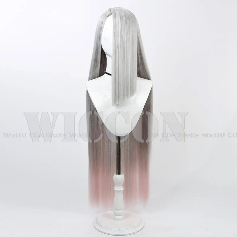 Anime Hazbin Vaggie Cosplay Hotel Vaggie Wig Bow Headwear Vaggie 90cm Long Hair White Sliver Hair Women Halloween Cosplay