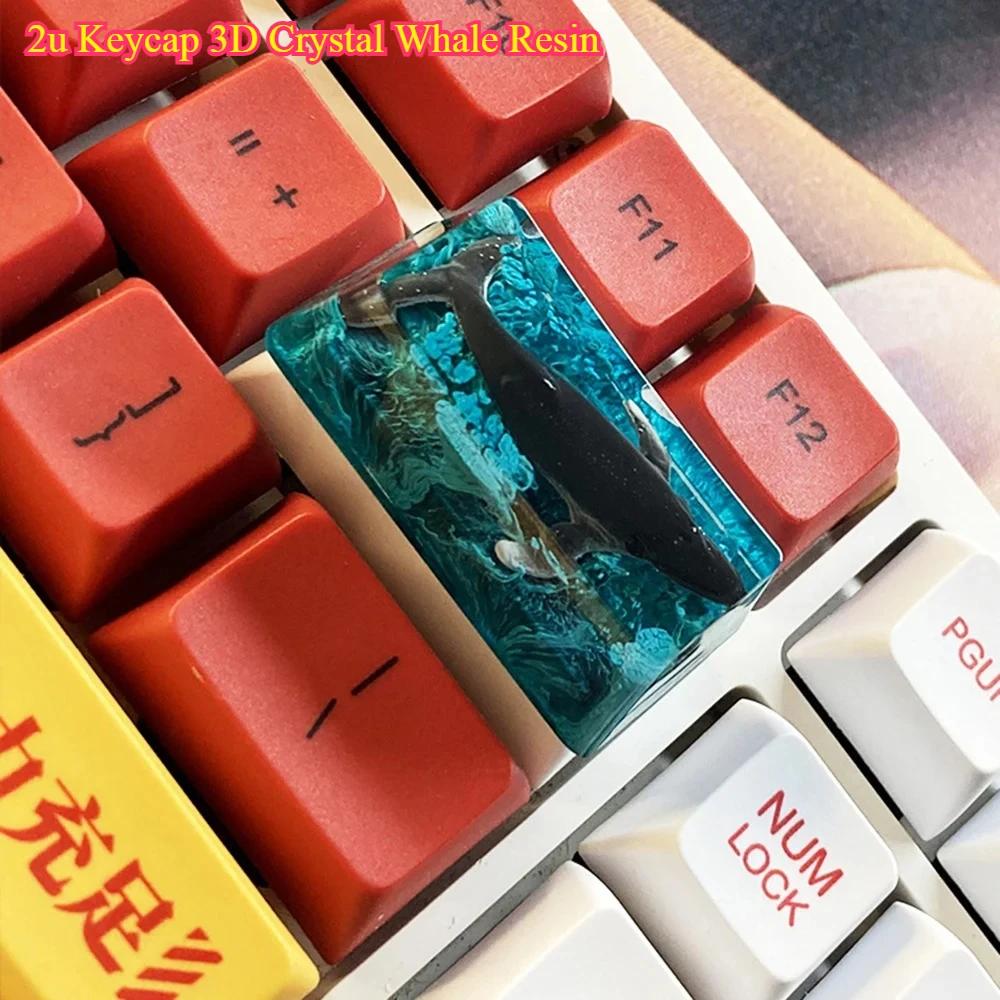 2u Keycap 3D Crystal Whale Resin - Delete Key Point for Mechanical Keyboard Personality Caps