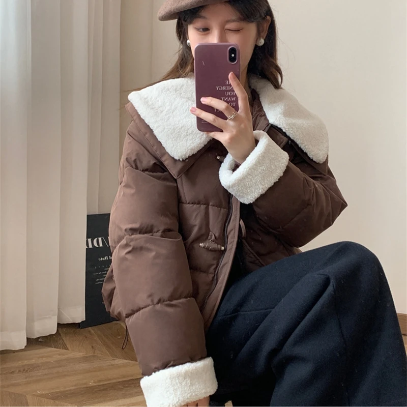 2025年冬 ネル フランス製 プラッシュドールカラー レディース コットンパッド入りジャケット カエルボタンホール 長袖 学生 カジュアル ショートコート