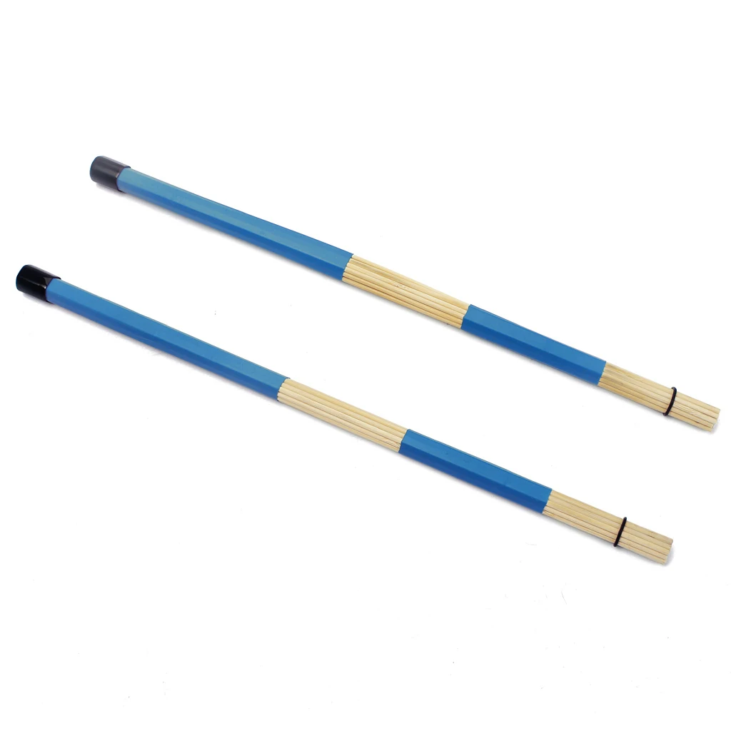 2pcs Durable Music Practice Bamboo Drum Brushes Sticks Beater Blue 405x18mm