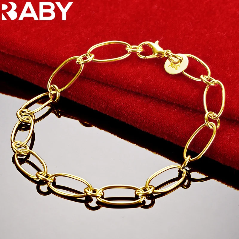 

URBABY 18K Gold Simple Circles Bracelets For Woman Man Wedding Engagement Party Gift Charms Fashion Jewelry