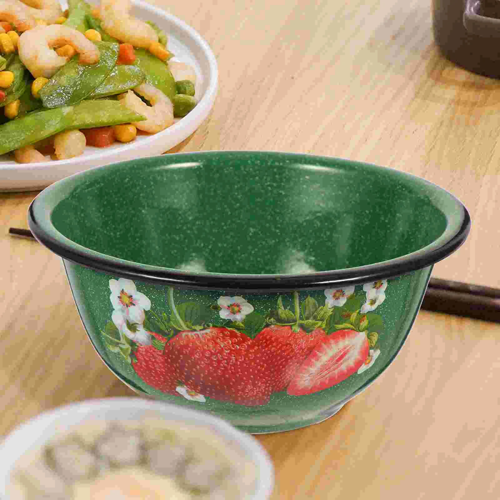 Thickened Enamel Bowl Ramen Daily Use Salad Bowls Ceramic Noodle Wear Resistant Fettuccine Pasta Lunch Supply Tray Food