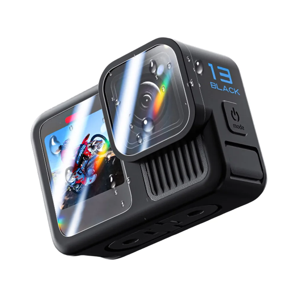 Folhos protetores de vidro temperado, Ultra Clear, Protetor de tela anti-risco, Protetor de lente, Filme frontal, Go Pro Hero 13