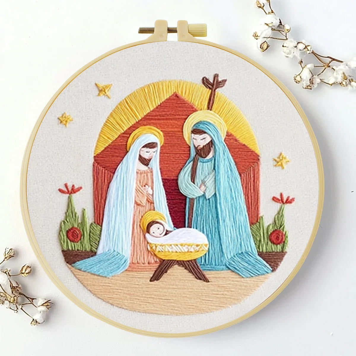 1 Stück 20X20CM/15X15CM 7,87/6,3 Zoll Religiöses Stickerei-Starter-Kit DIY-Kit DIY-Stickerei-Set für Anfänger – Detail 2