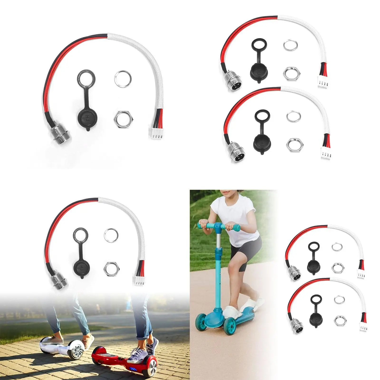 

Scooter Charging Port, Easy to Install, Metal Replaces Part Waterproof Cover and Nut for Electric Scooter Accessories