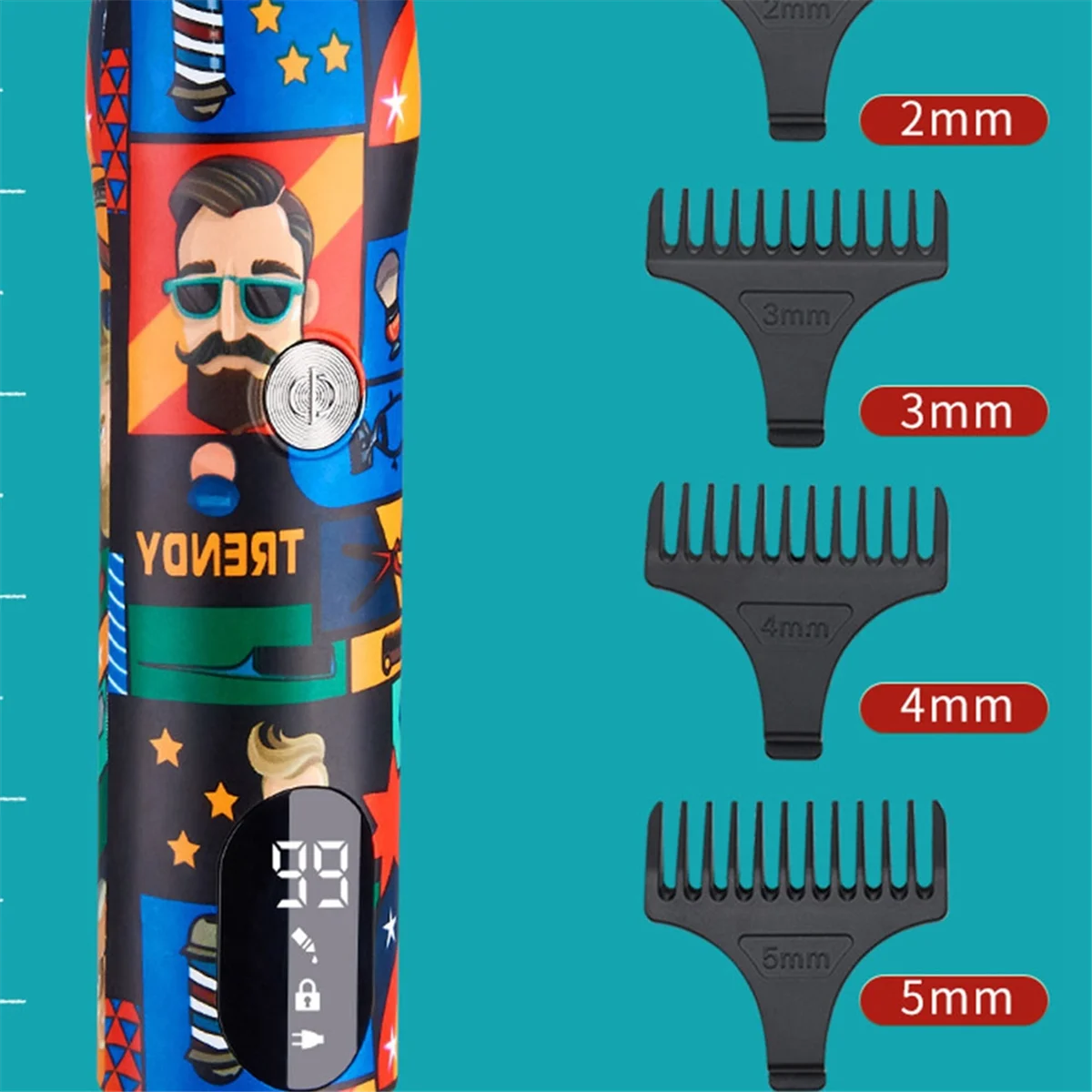 Barber Hair Clipper Rechargeable Graffiti Electric Finish Cutting Machine Beard Trimmer Shaver