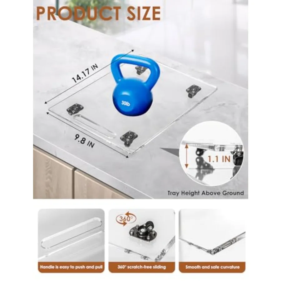 أكريليك 360 °   مزلقات الأجهزة الثقيلة الإنزلاقية لأسطح الكونترتوب، صينية متحركة بدون جهد لتوفير المساحة لصانعي القهوة K