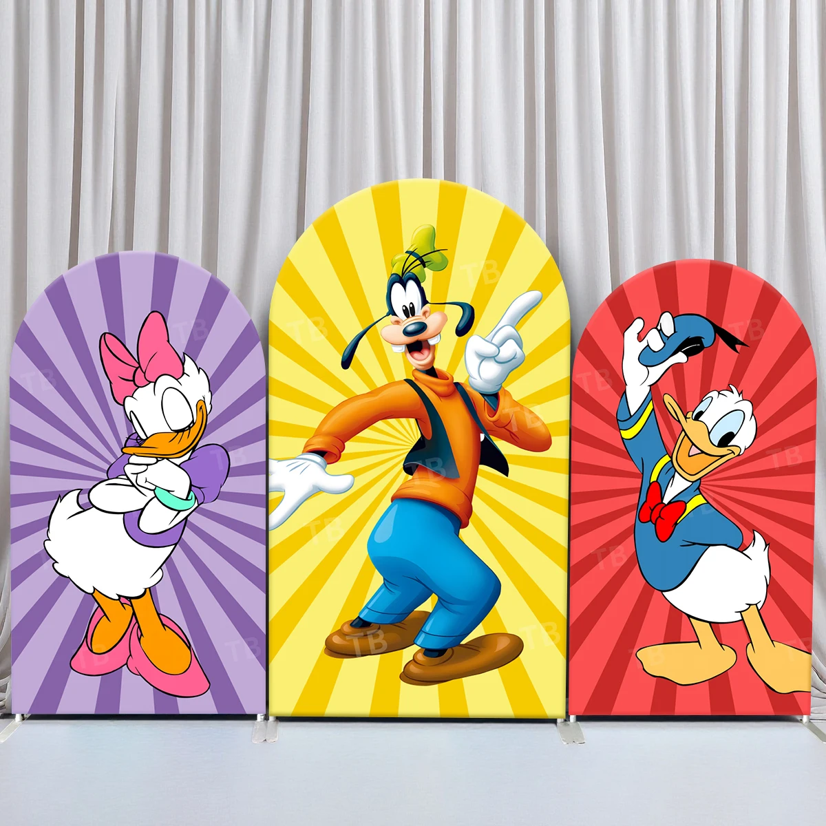

TB Disney Mickey Mouse Family Arch Backdrop Cover for Kids Birthday Party Decoration Baby Shower Photo Background Elastic Fabric