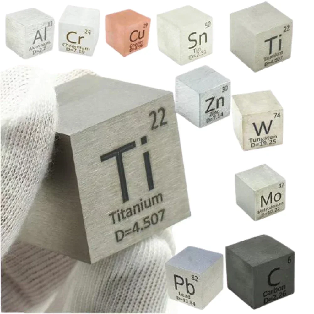 

1'' Element Periodic Table Cube Density Metal Cubic 25.4mm Titanium Carbon Zinc Lead Bismuth Molybden Tin Iron Chromium Tungsten