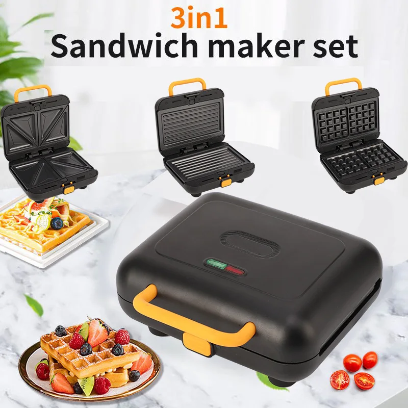 

3 in 1 Breakfast Maker Electric Sandwich Maker Waffle Maker Steak Maker Perfect for Cooking Grilled Cheese Burger Steak