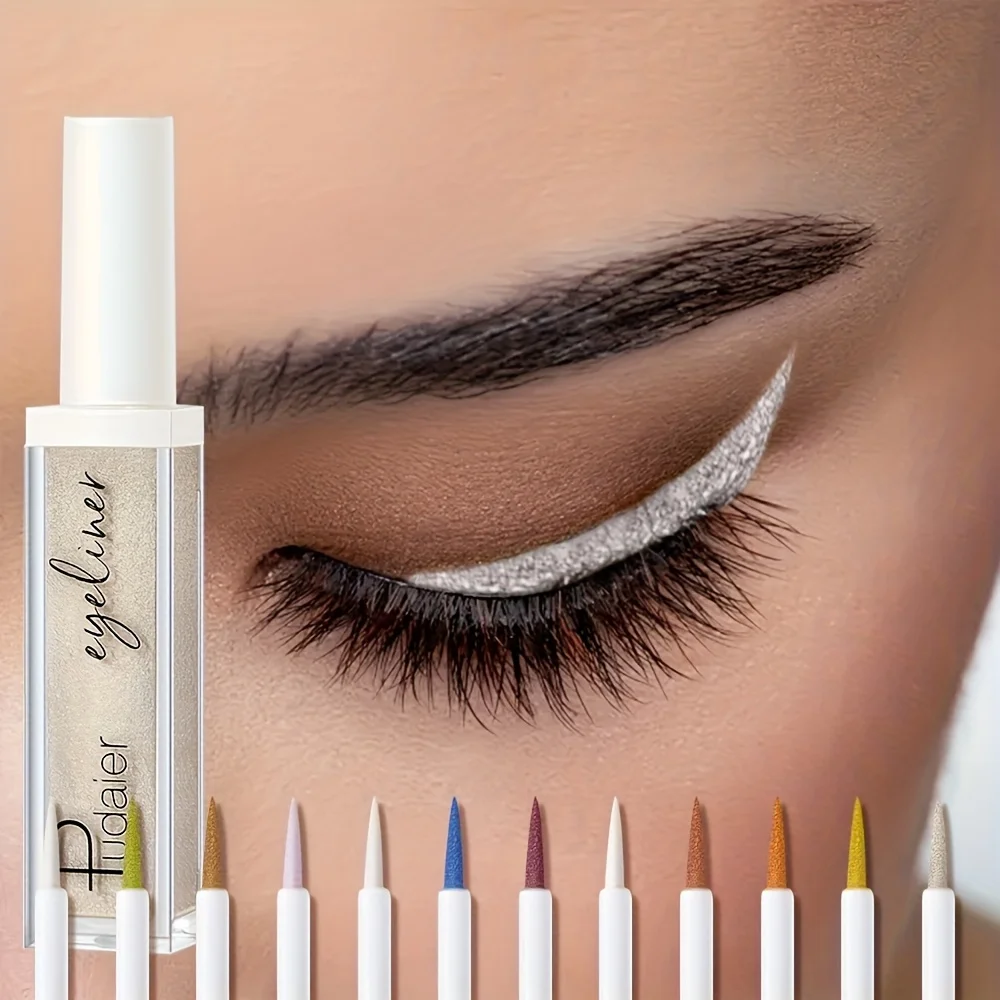 12 colori di eyeliner liquido perlato scintillante, asciugatura rapida, impermeabile e a lunga durata, trucco glitterato a prova di sbavature, la penna eyeliner perfetta_voghion.com