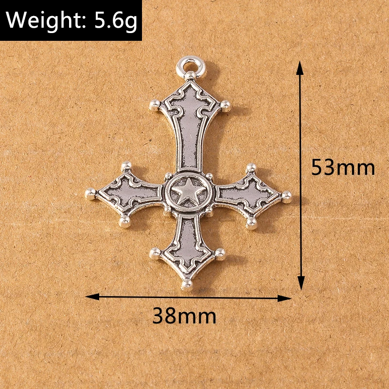 4 Stück Legierung Religiöses Kreuz Charms für Schmuckherstellung Gothic Punk Metall Anhänger DIY Ohrringe Halskette Zubehör Zubehör – Detail 12