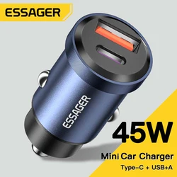 Essager Tipo C Carregador de Carro USB, Carregamento Rápido para iPhone 14, 13, Huawei, Samsung, Xiaomi, Carga Rápida 4.0, QC, PD 3.0, SCP, 5A, 30W