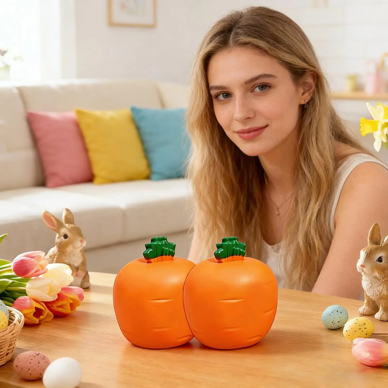 Squeeze Toys For Kids 2pieces Easter Carrot Bunny Calming Favors Sensory Squeeze Toy For Home School Classroom Dorm College