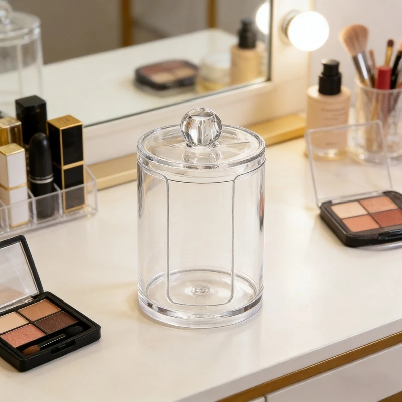 Clear Acrylic Bathroom Storage Jar with Secure Lid Multipurp