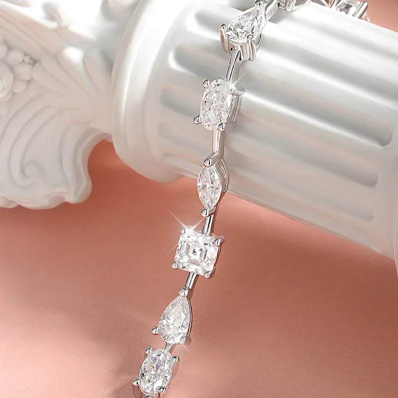 Smyoue 18K Gold Plated All Moissanite Tennis Bracelets for Women Luxury S925 Sterling Silver Jewelry Full Diamond Bracelets