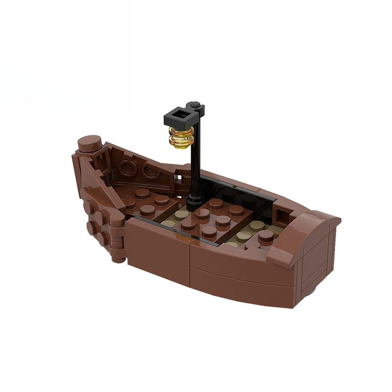 Rustic Brown Floating Boat‑House Building Blocks DIY Vintage Waterside Cabin Landscape Model Puzzle Toy Desktop Ornament Gift
