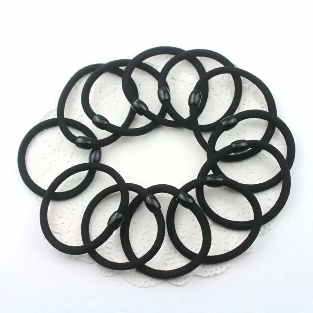 

50Pcs Black Bean Hair Ties High Quality Workmanship Simple Hair Bands for Women Fashion Elastic Ropes Daily Match