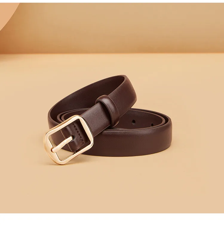 新しいスタイルの女性用レザーベルト、ビジネスカジュアル多用途牛革ピンバックルベルト