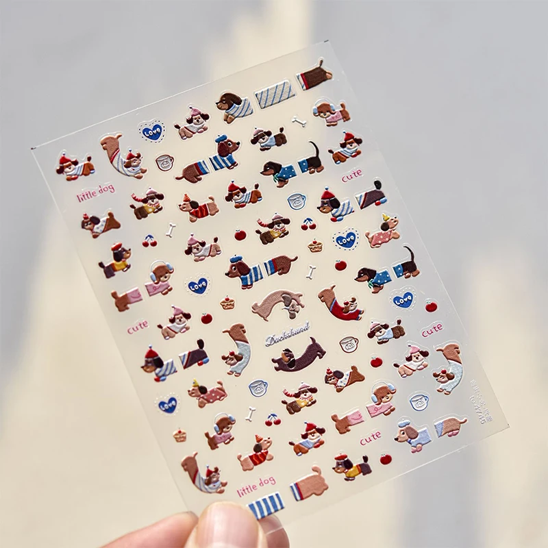 Grafica autoadesiva per unghie con gocce di salsiccia carine Decorazioni per manicure per cartoni animati Adesivi creativi per nail art fai da te Idee regalo