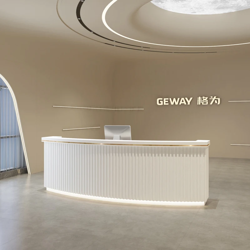 Barber Shop Salon Counter Bureau Reception Modern Desk Curved Home Bar Bank Aesthetic Furniture Restaurant Front Table Workshop image 3