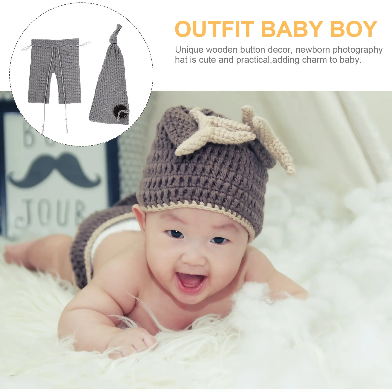 

1Set Newborn Knit Pants Hat Set Baby Photo Outfit Comfortable Soft Breathable Boy Girl Photography Prop Newborn Outfits for Boys