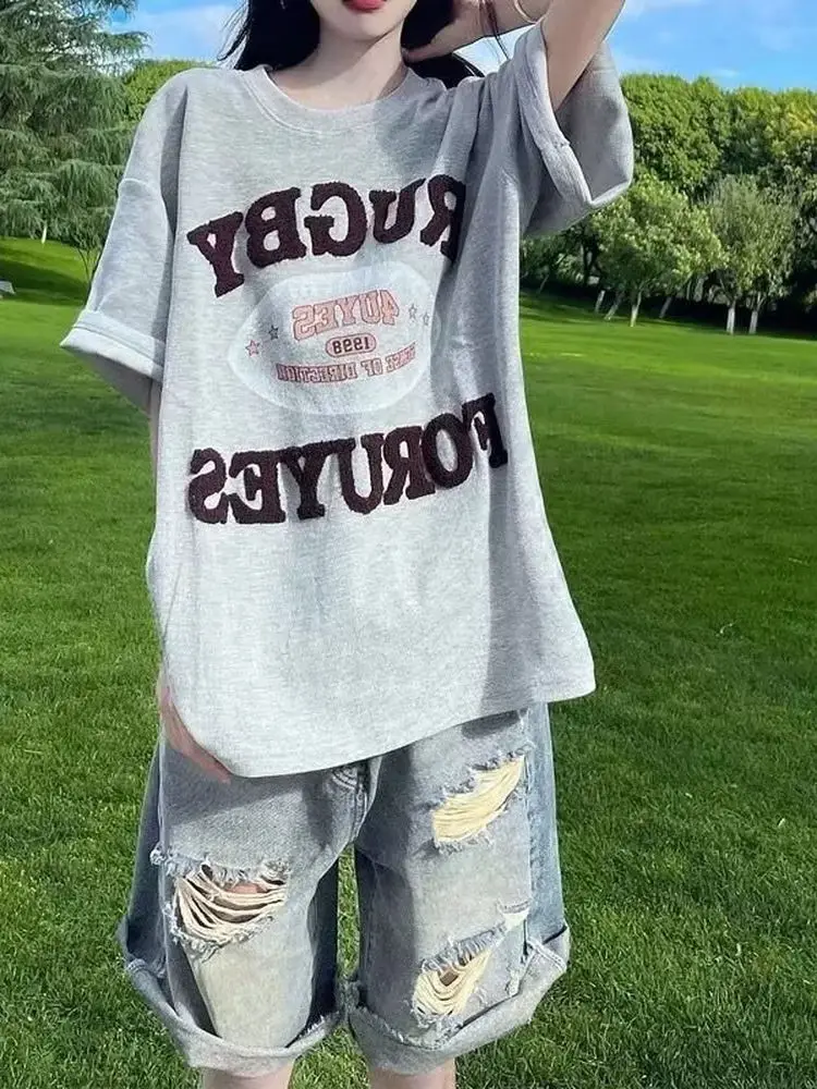 

Модные джинсовые шорты American Vibe с рваными элементами, летние, тонкие, свободные, широкие, с бахромой, в стиле «бедняка», для повседневной носки