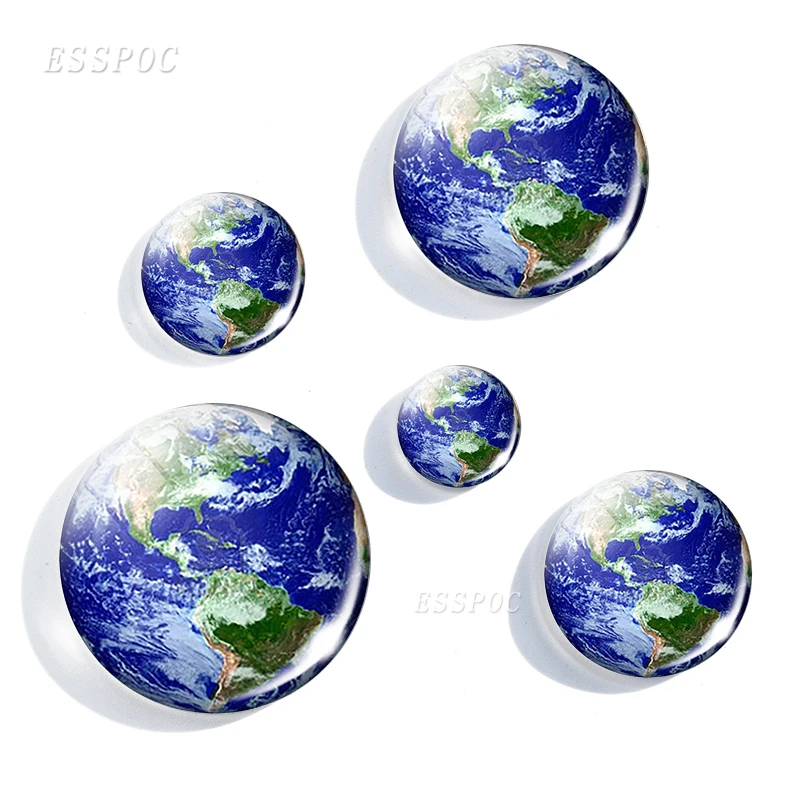 1PCS  Moon Earth Solar System Planet 12/16/20/25/30mm Glass Cabochon Blanks Universe Galaxy Jewelry Making Findings