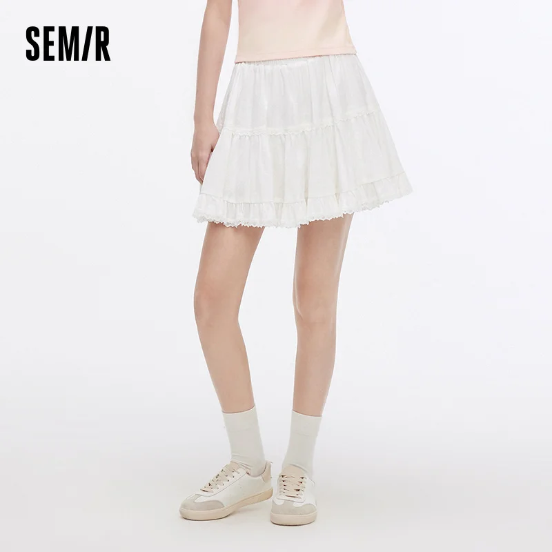 

Женское платье Semir с жаккардовым кружевом, пышное, многоярусное, А-силуэт, минималистичное, элегантное, милое, мини, лето 2026