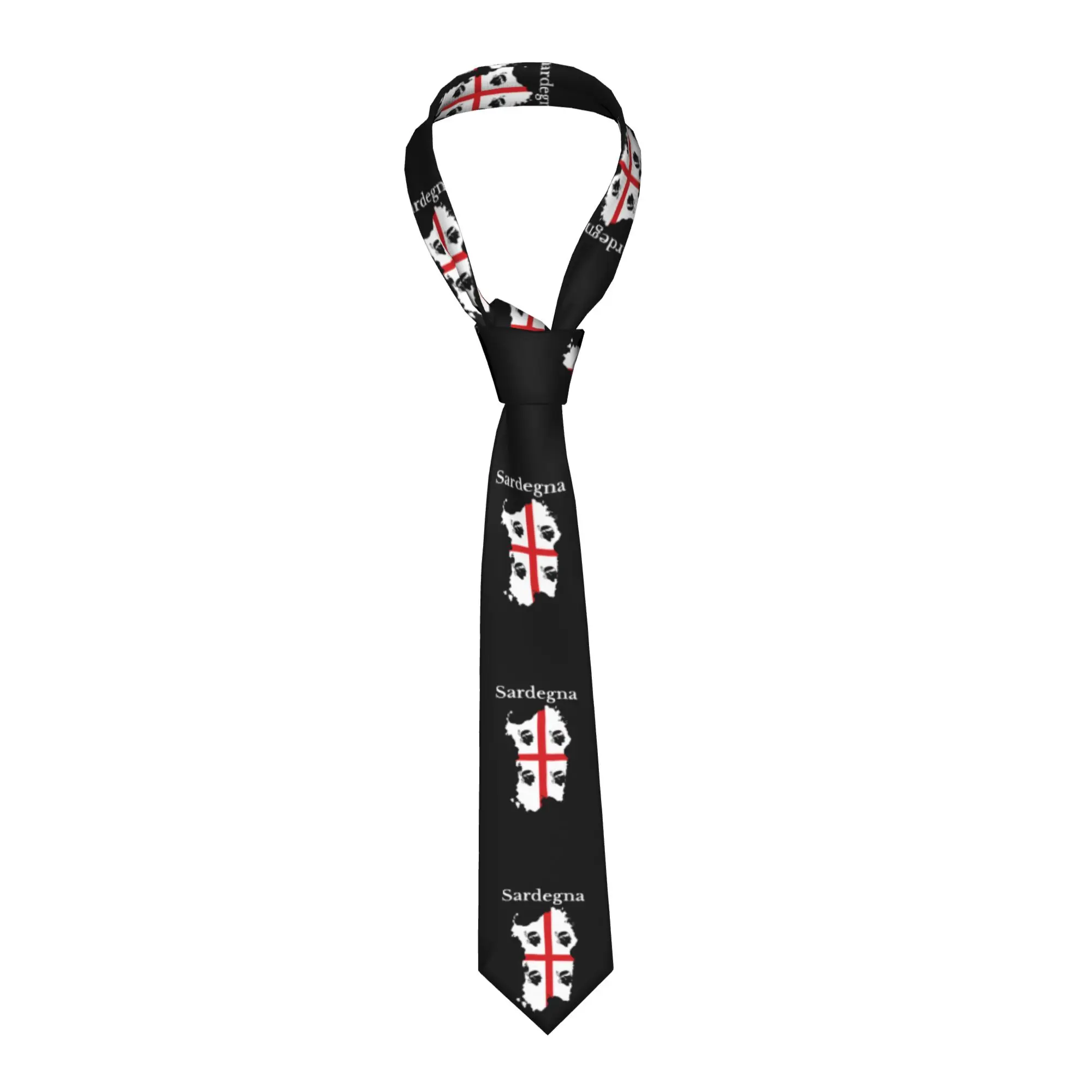 Classic Sardinia Flag Map Neckties Men Silk Italy Italia Flag Party Tie