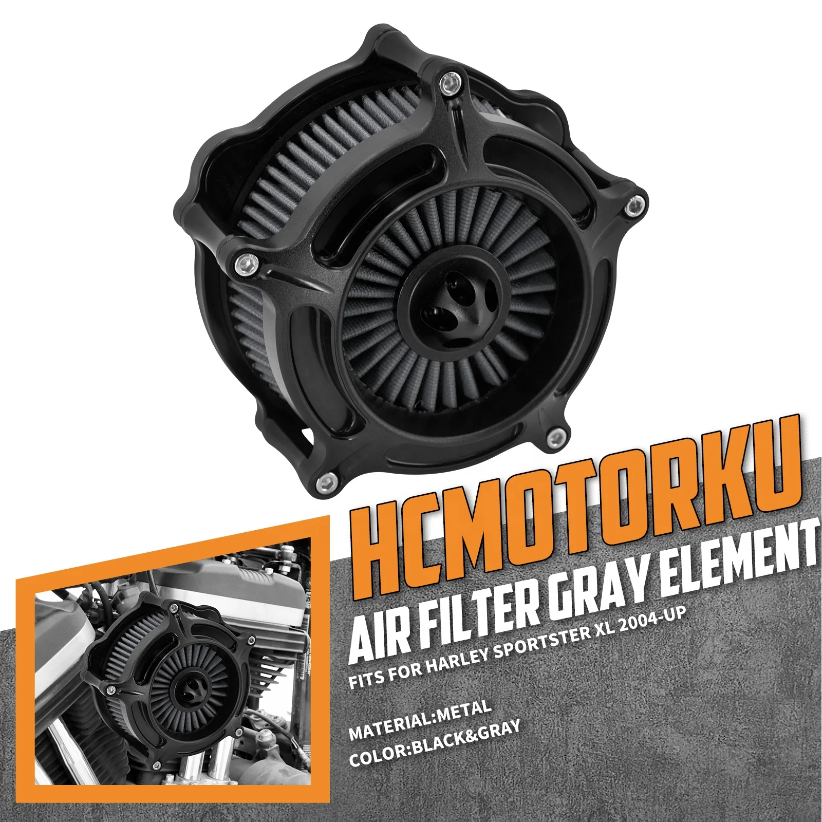 High Performance CNC Motorcycle Air Filter With Gray Element For Harley Touring FLH Series Models