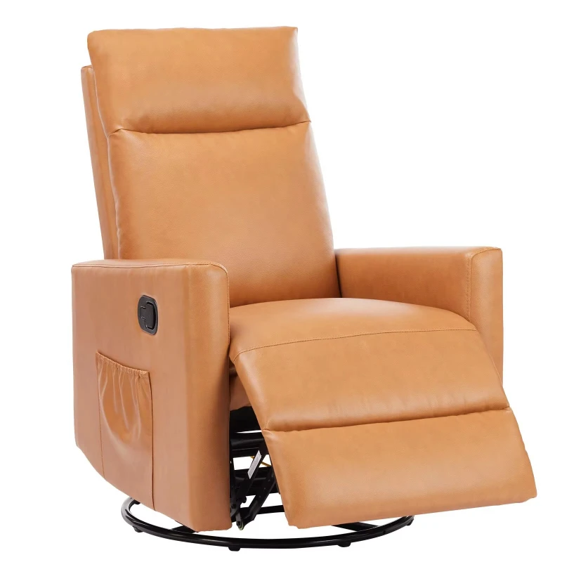 Single brown manual recliner wind back sofa