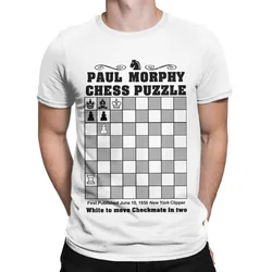 Paul Morphy Chess Puzzle T Shirt for chess lover 100% Cotton Vintage king queen Crew Neck Tee Shirt Short Sleeve Clothing Party