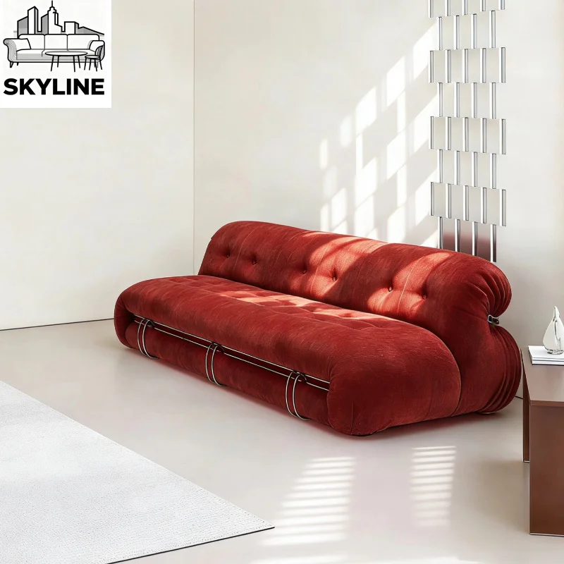 Modern simple hippo leisure sofa chair home living room straight sofa steel tooth fabric sofa