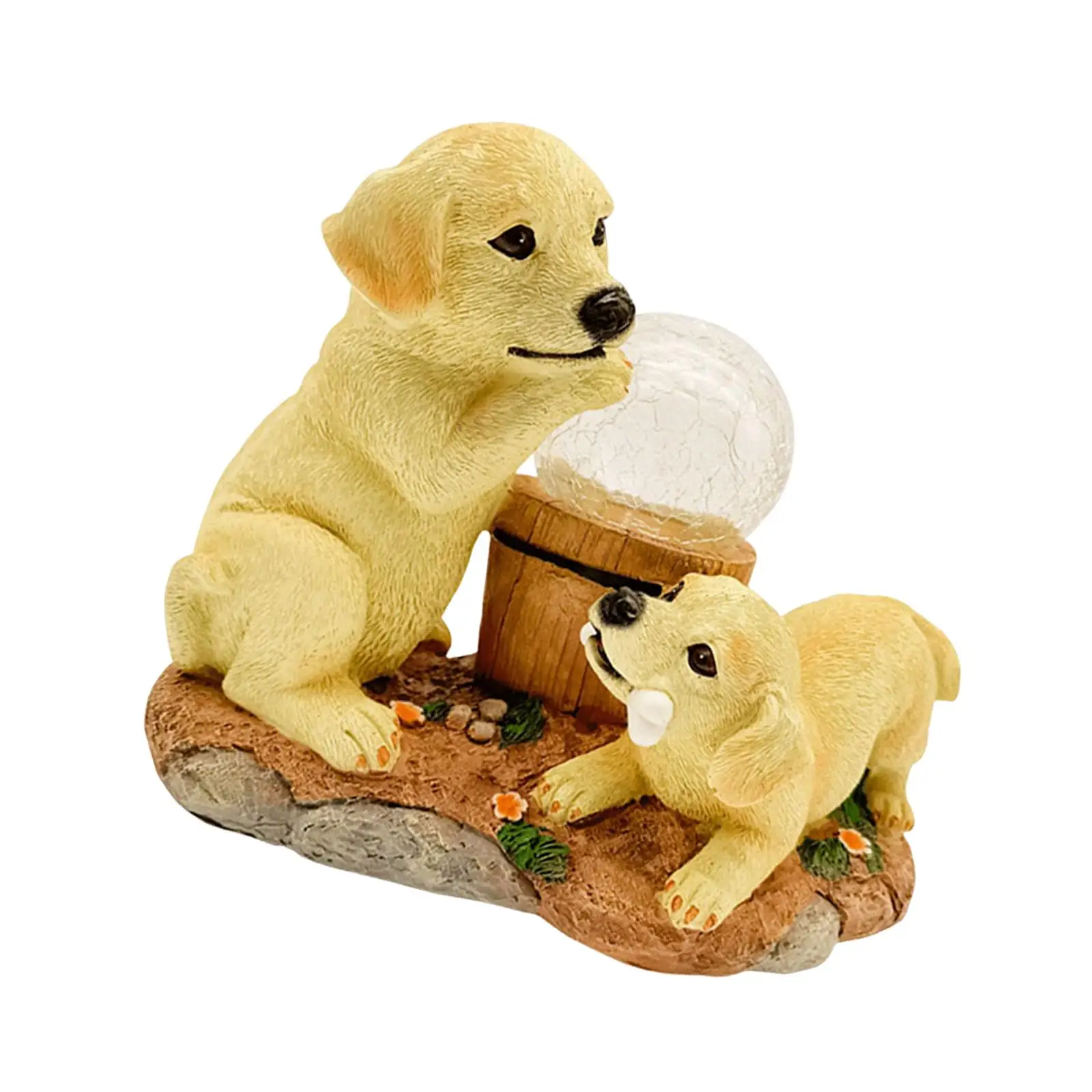 Two Dogs Solar Garden Statue Sculptures for Outdoor Indoor Lawn Decorative