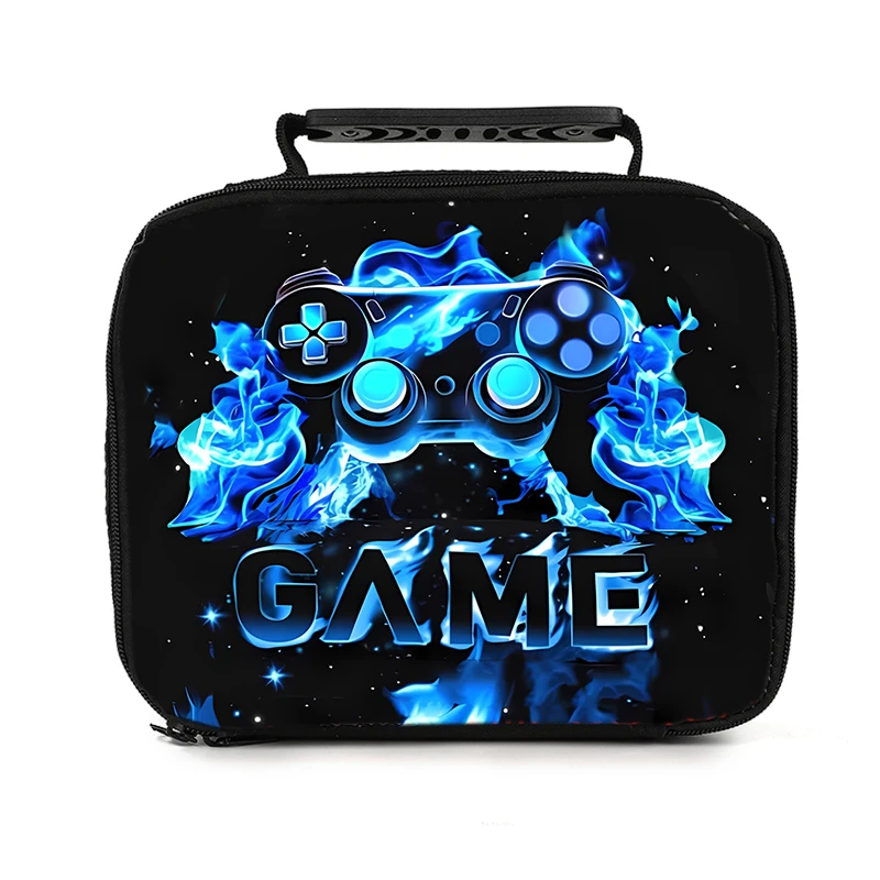 Hot Game Controller Graffiti Handheld Cooling Bag Lunch Bag for Boy and Girls Best Gifts 2D Cartoon School Bento for Children