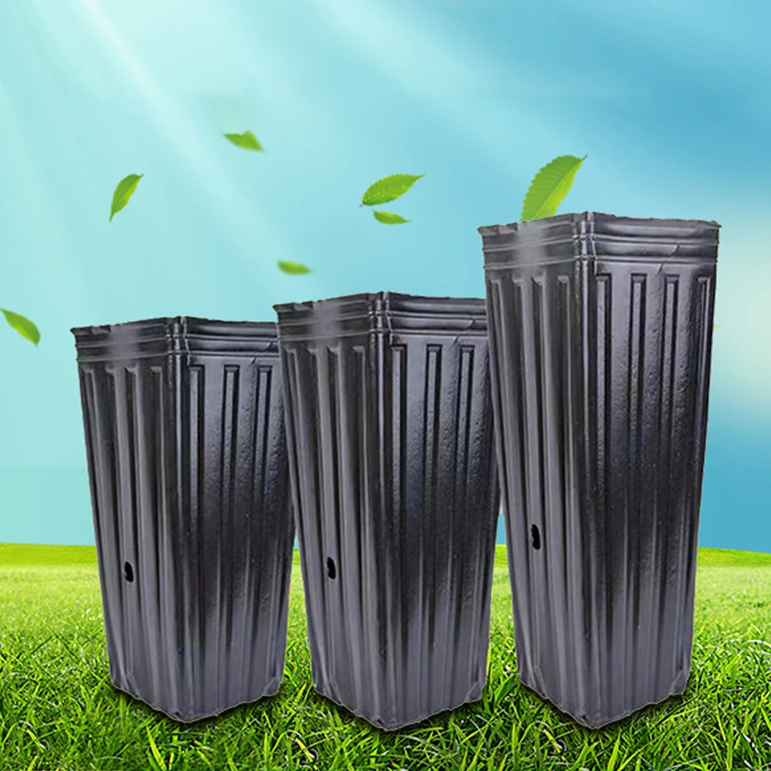 20Pcs Square Tree Pot With Drainage Holes Starting Pots For Indoor Outdoor Plastic Deep Nursery Treepots Seedling Flower Plant