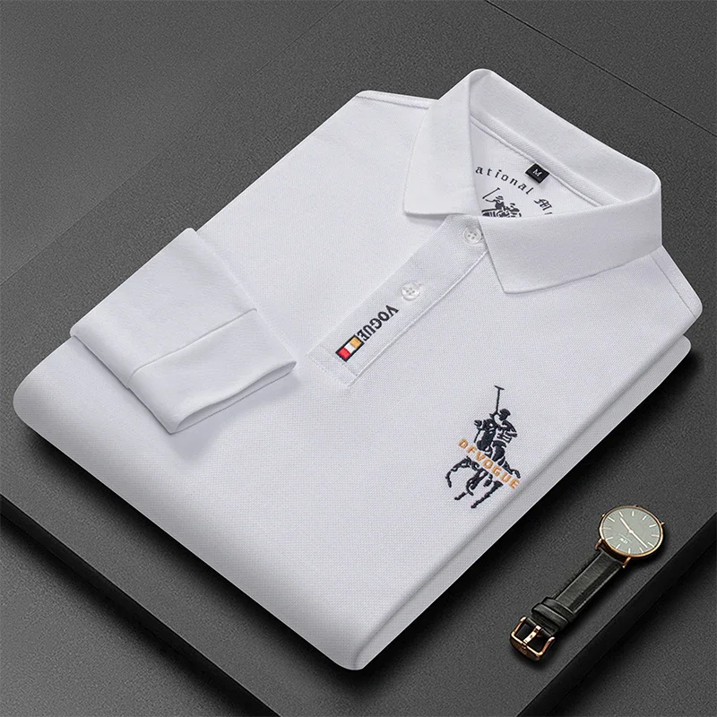 Brand 2024 New Long Sleeve Polo Shirt Lapel Embroidery Shirts Casual Men Clothing TShirts Fashion Breathable High Quality Tops