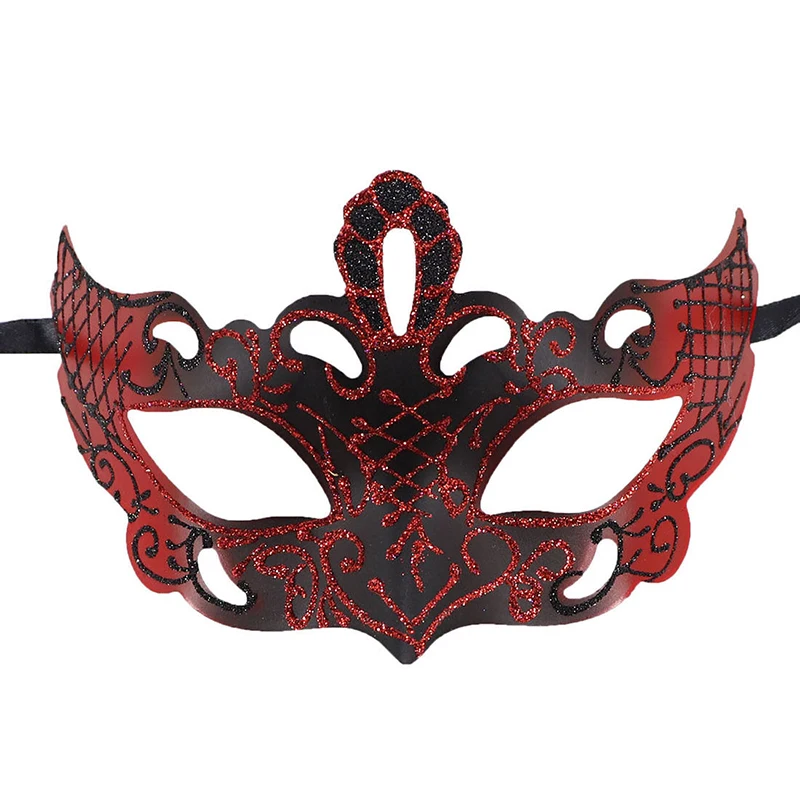 Máscaras de Mascarada puntiagudas para hombres y mujeres, ahuecadas, brillantes, a la moda, para Halloween, Carnaval, Pascua, fiesta, Reunión, graduación, accesorios, Negro, Rojo