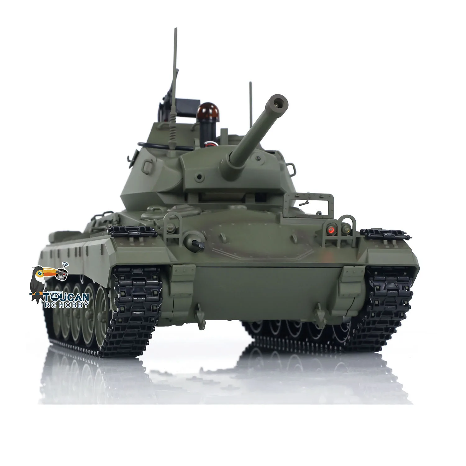 Carro armato leggero Tongde M24 Chaffee RC in scala 1/16 320 ° Modello militare telecomandato con riavvolgimento a canna a infrarossi con rotazione per hobbisti