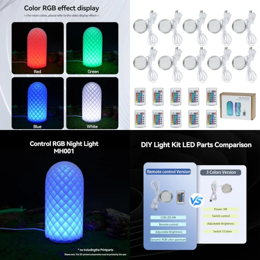 

Remote Control Lamp Kit 00 for Bambu Lab H2D/X/PP/A Includes Button Battery Makerworld for Anycubic Makeronline 3D Printer DIY
