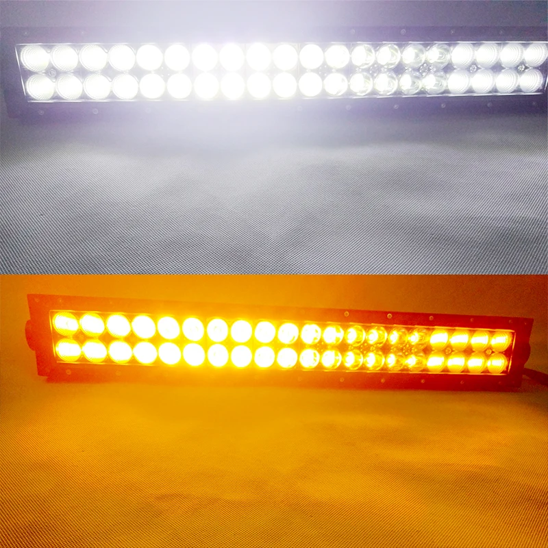 Dual Color Straight  LED Light Bar Amber White Lightbar for Car