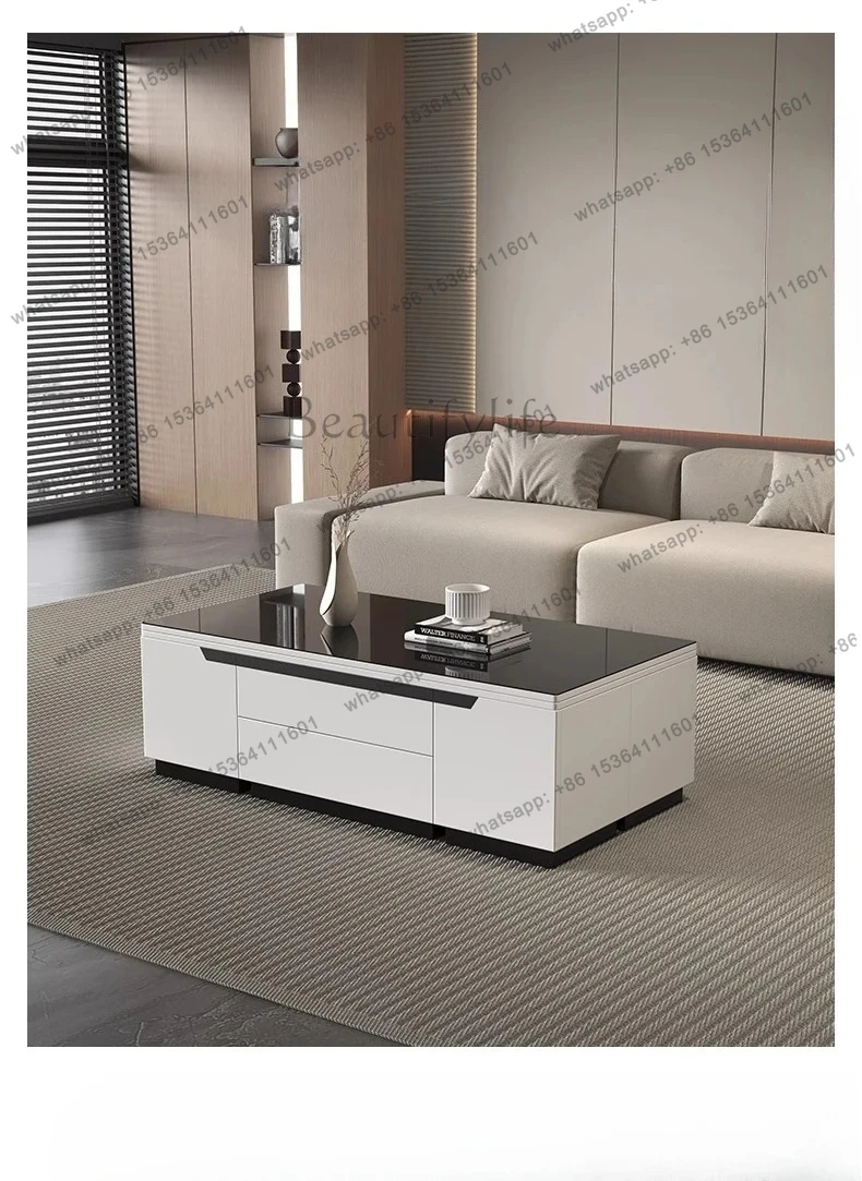 multi-functional coffee table dual-purpose lifting and  simple modern living room small apartment tempered glass coffee table