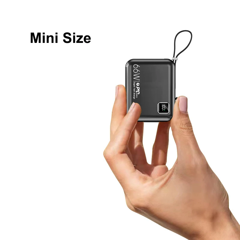 Mini Power Bank with Cable 66W PD Super Fast Charging Powerbank External Battery Pack for iPhone Samsung Huawei Xiaomi Poverbank view 6