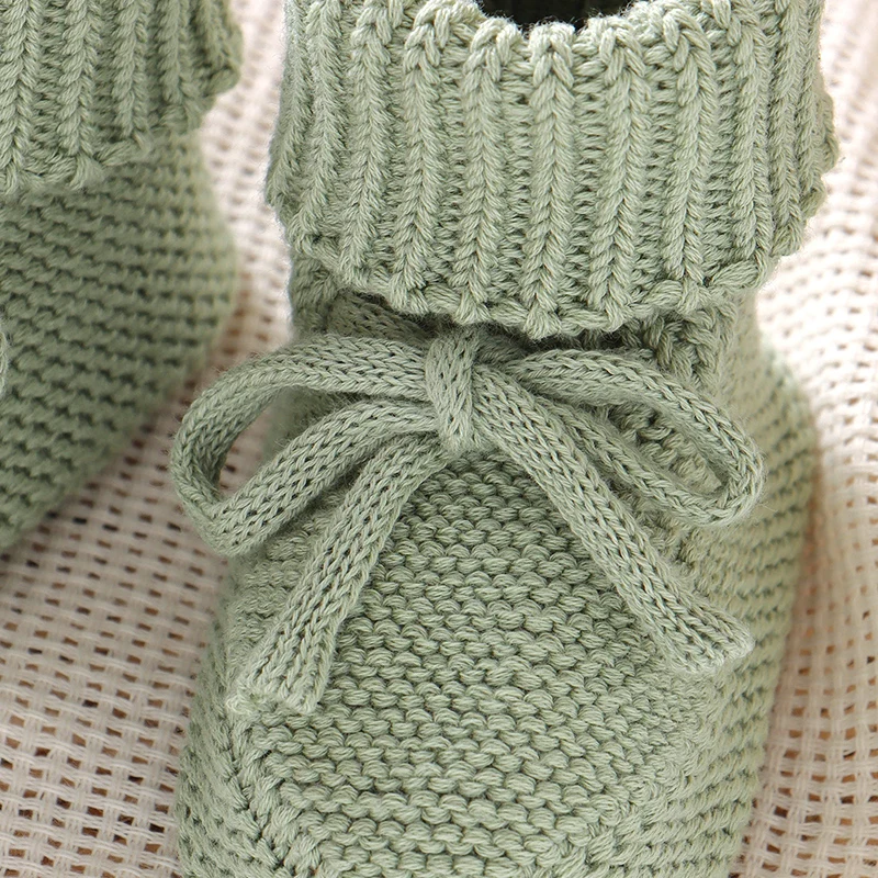 Baby Shoes Knit Cotton Newborn Walk Bed Footwear Toddler Kid Clothing Accessories 0-18M Infant Boys Girl Boots Fashion Tie Solid