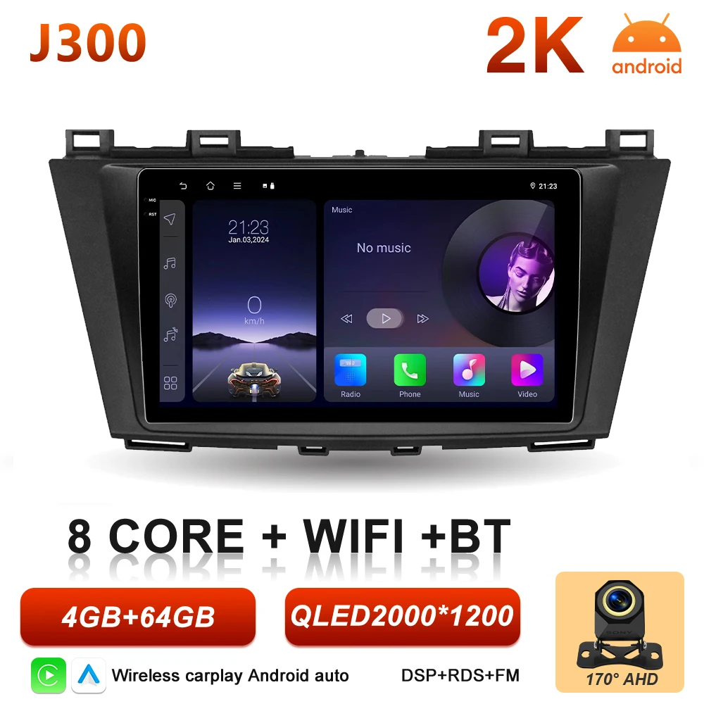2Din Android 16 Auto autoradio voor Mazda 5 CW 2010 2011 2012 2013 2014 2015 Carplay Navigatie Video Multimedia Speler DSP Stereo
