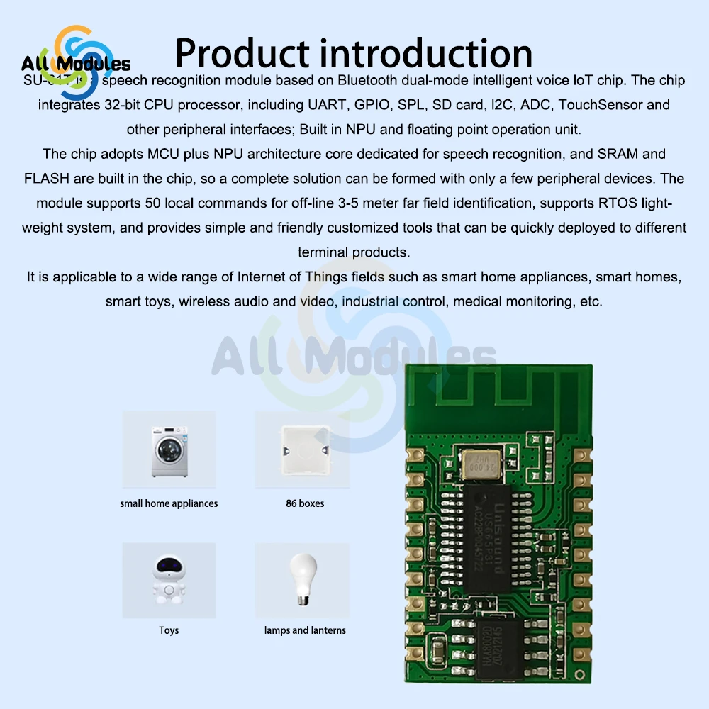 AI intelligent offline voice recognition module Offline ASR voice control Bluetooth voice module SU-61T