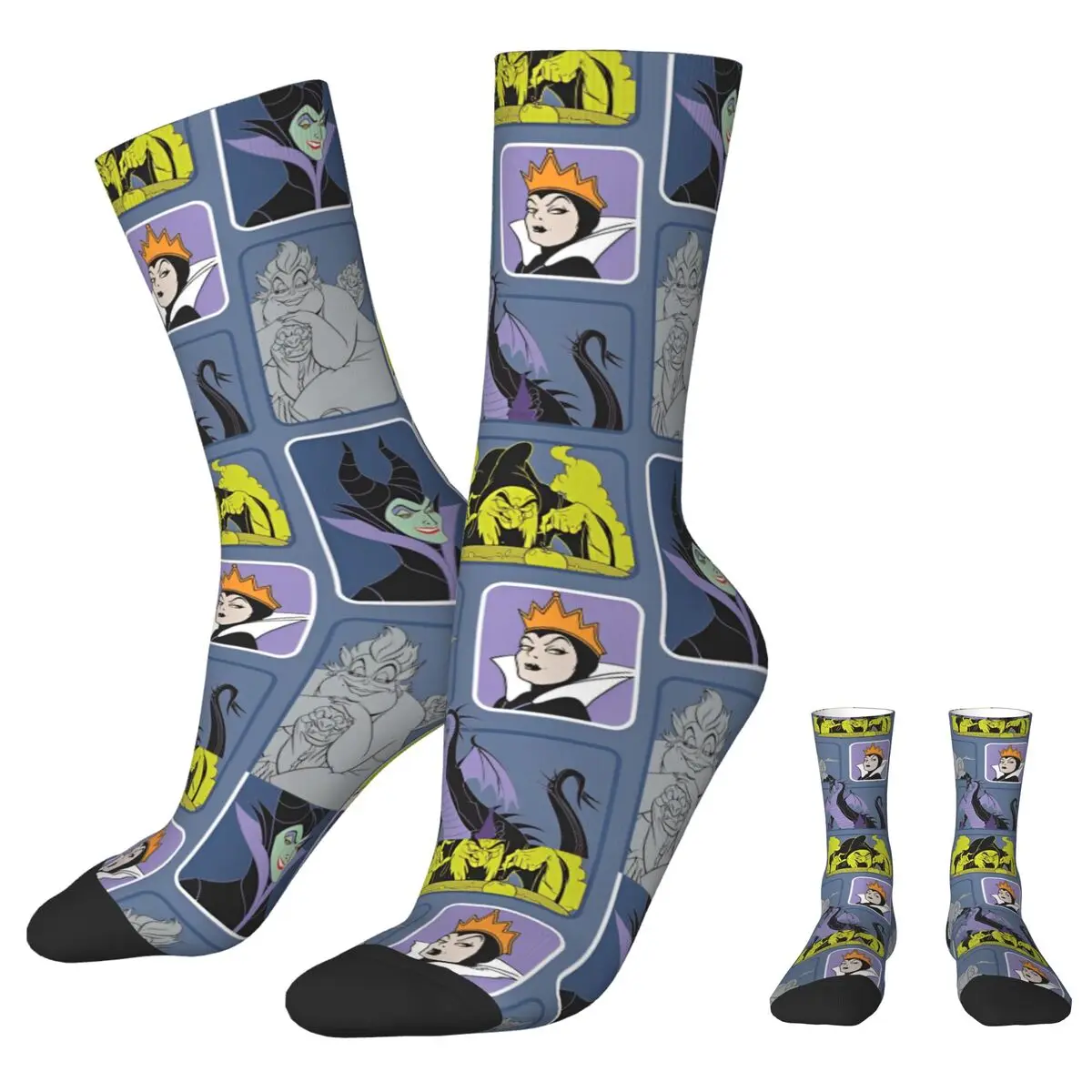 Villains Cartoon Autumn Winter Colorful Men's Women'sSocks Maleficent The Evil Queen Non-slip Basketball Socks