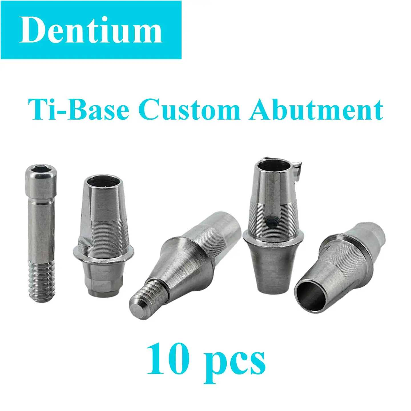 10Pcs Dental Ti-Base Custom Abutment Fits Dentium System Prosthetic Titanium Base Screw-Retained Crown Restoration Hardware Tool