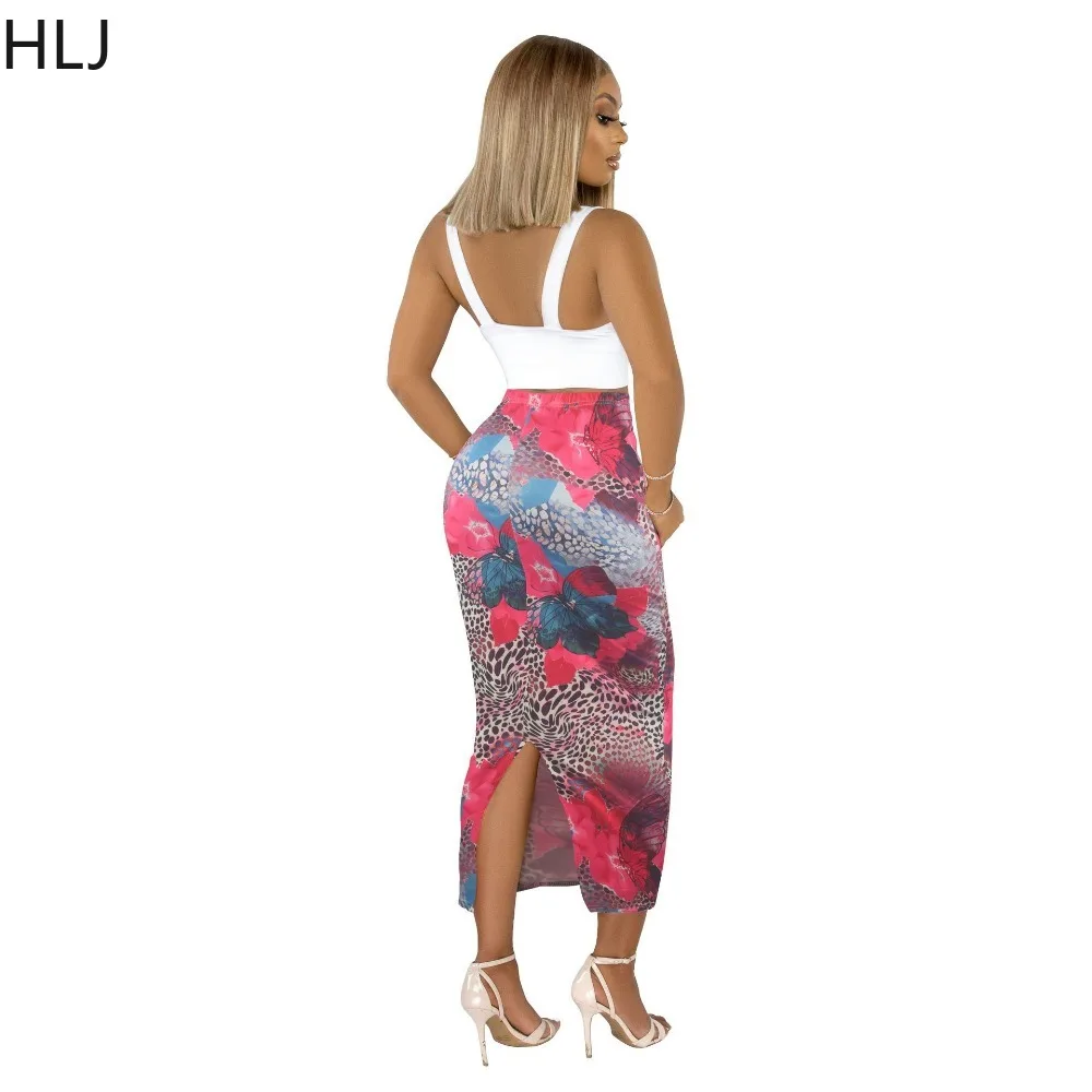 HLJ Fashion Retro Flower Printing gonne Skinny donna vita alta Slim Bottoms Sexy femminile OL abbigliamento Streetwear 2024 autunno nuovo